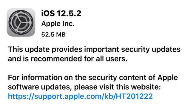新乡苹果手机维修分享iOS12.5.2发布，建议所有老苹果用户安装 